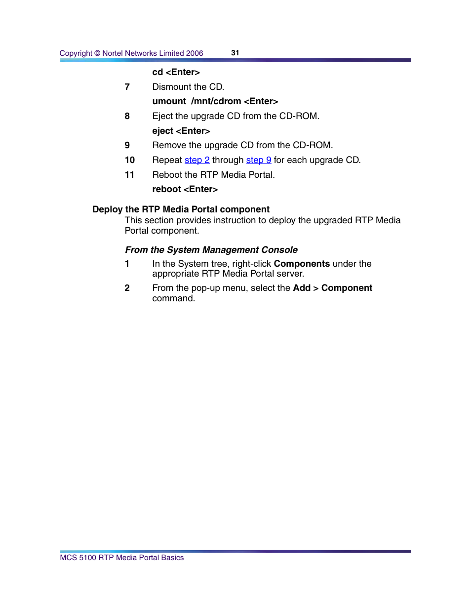 Deploy the rtp media portal component | Nortel Networks NN10265-111 User Manual | Page 31 / 118