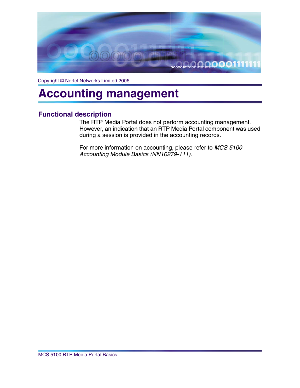 Accounting management, Functional description | Nortel Networks NN10265-111 User Manual | Page 59 / 118
