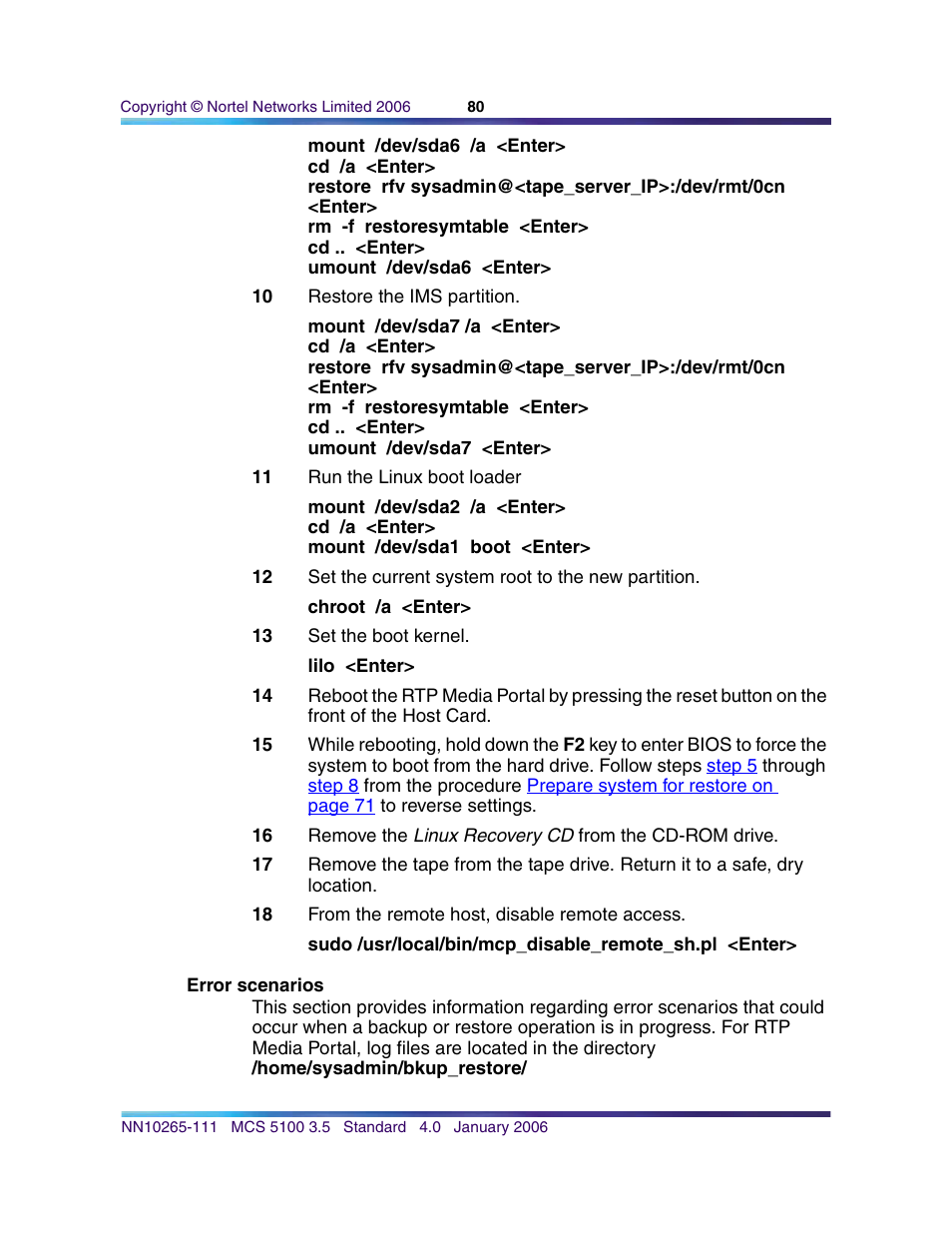 Error scenarios | Nortel Networks NN10265-111 User Manual | Page 80 / 118