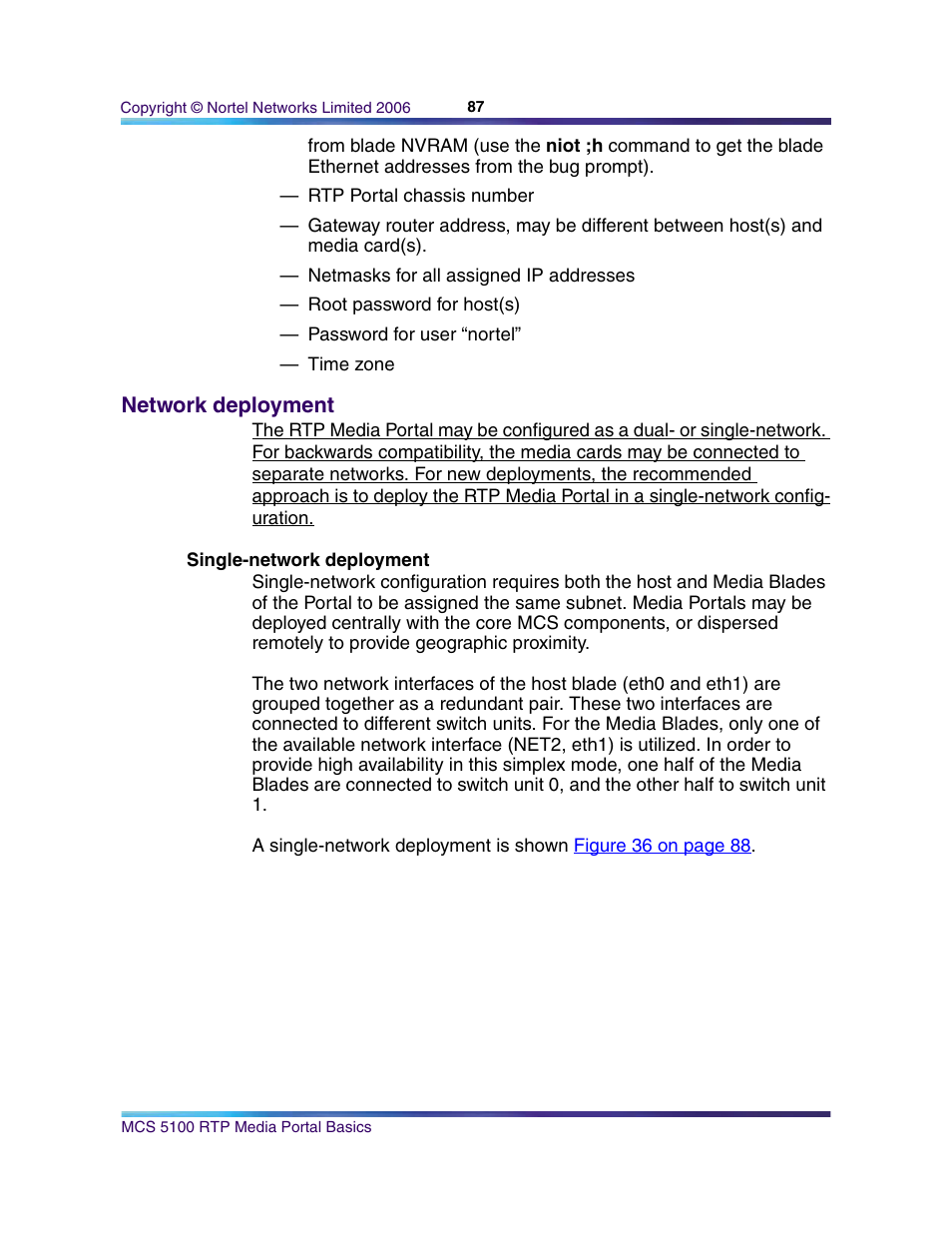 Network deployment, Single-network deployment | Nortel Networks NN10265-111 User Manual | Page 87 / 118