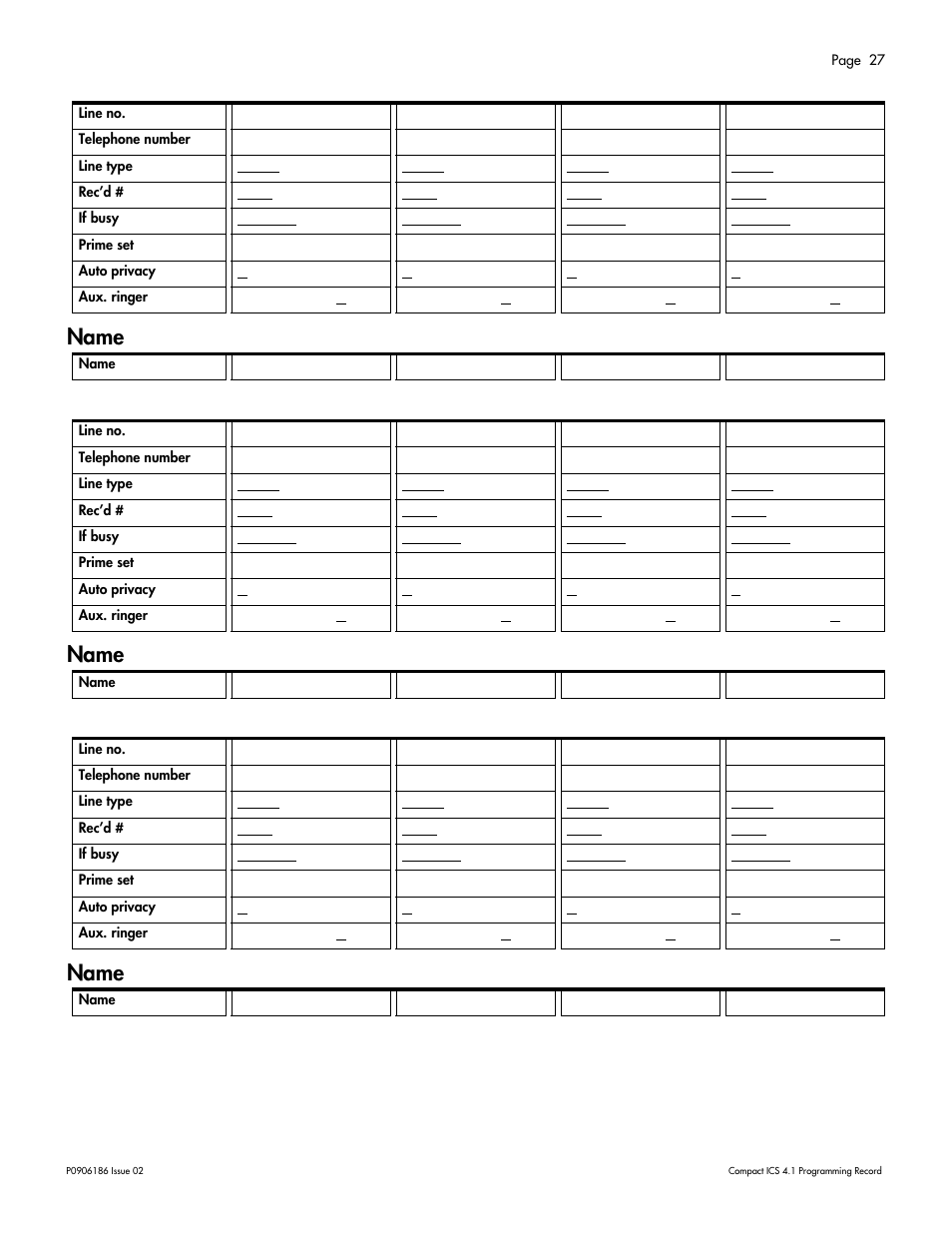 Name name name | Nortel Networks ICS 4.1 User Manual | Page 33 / 77
