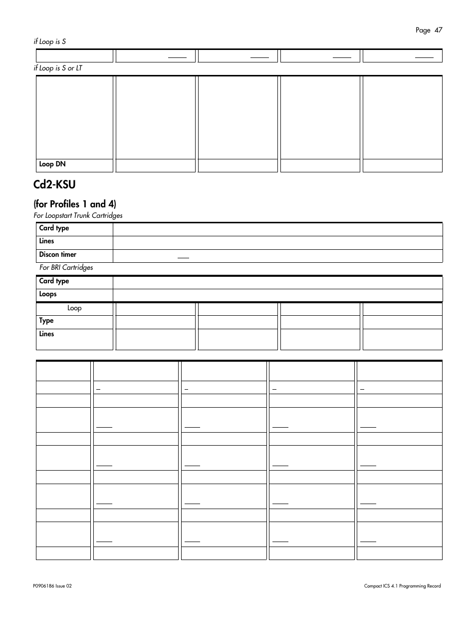 Cd2-ksu, Cd2-ksu 47, For profiles 1 and 4) | Nortel Networks ICS 4.1 User Manual | Page 53 / 77