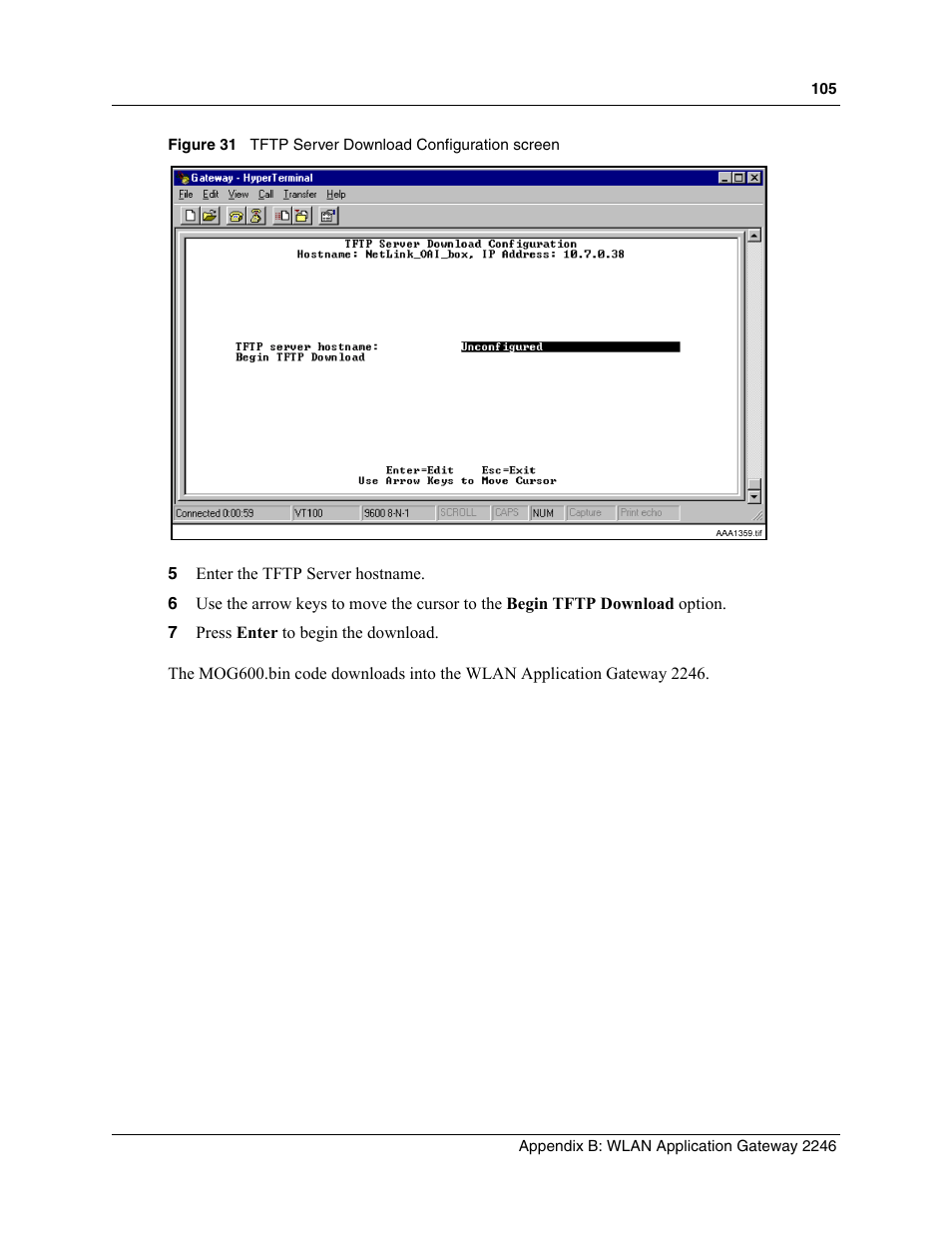 Figure 31, Tftp server download configuration screen | Nortel Networks MOG6xx User Manual | Page 105 / 120