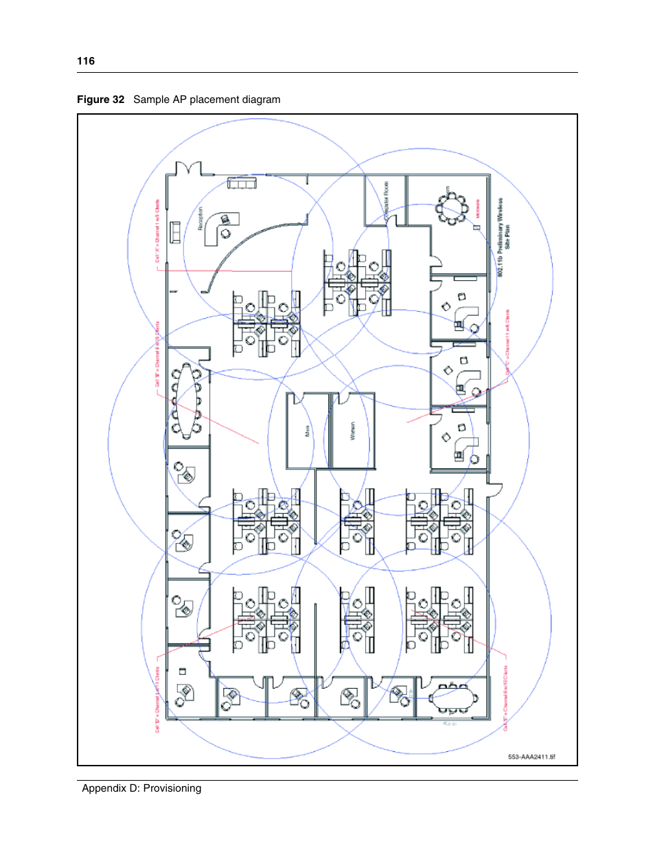 Figure 32, Sample ap placement diagram | Nortel Networks MOG6xx User Manual | Page 116 / 120