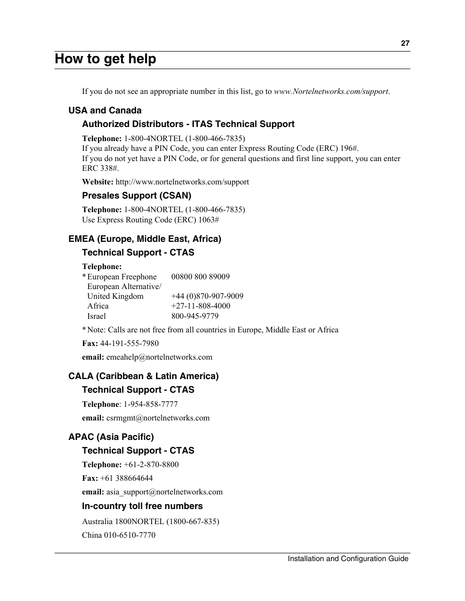 How to get help | Nortel Networks MOG6xx User Manual | Page 27 / 120