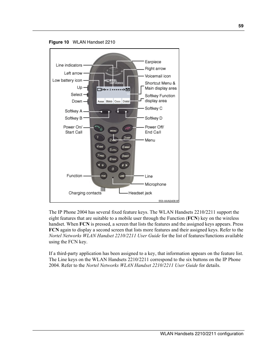 Figure 10, Wlan handset 2210 | Nortel Networks MOG6xx User Manual | Page 59 / 120