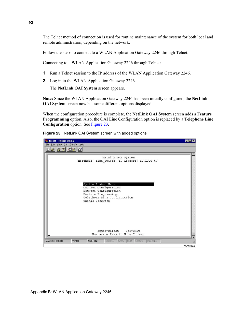 Figure 23, Netlink oai system screen with added options | Nortel Networks MOG6xx User Manual | Page 92 / 120