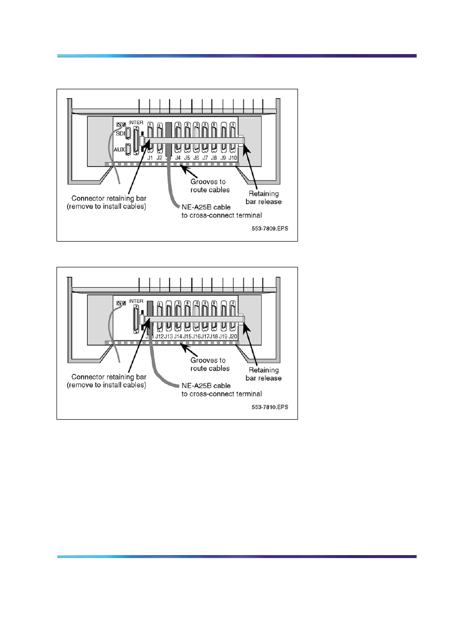 Figure 20 cable connectors in main cabinet, Figure 21 "cable connectors in the, Figure 20 "cable connectors in | Figure 20, Figure 21 "cable | Nortel Networks NN43001-318 User Manual | Page 68 / 108