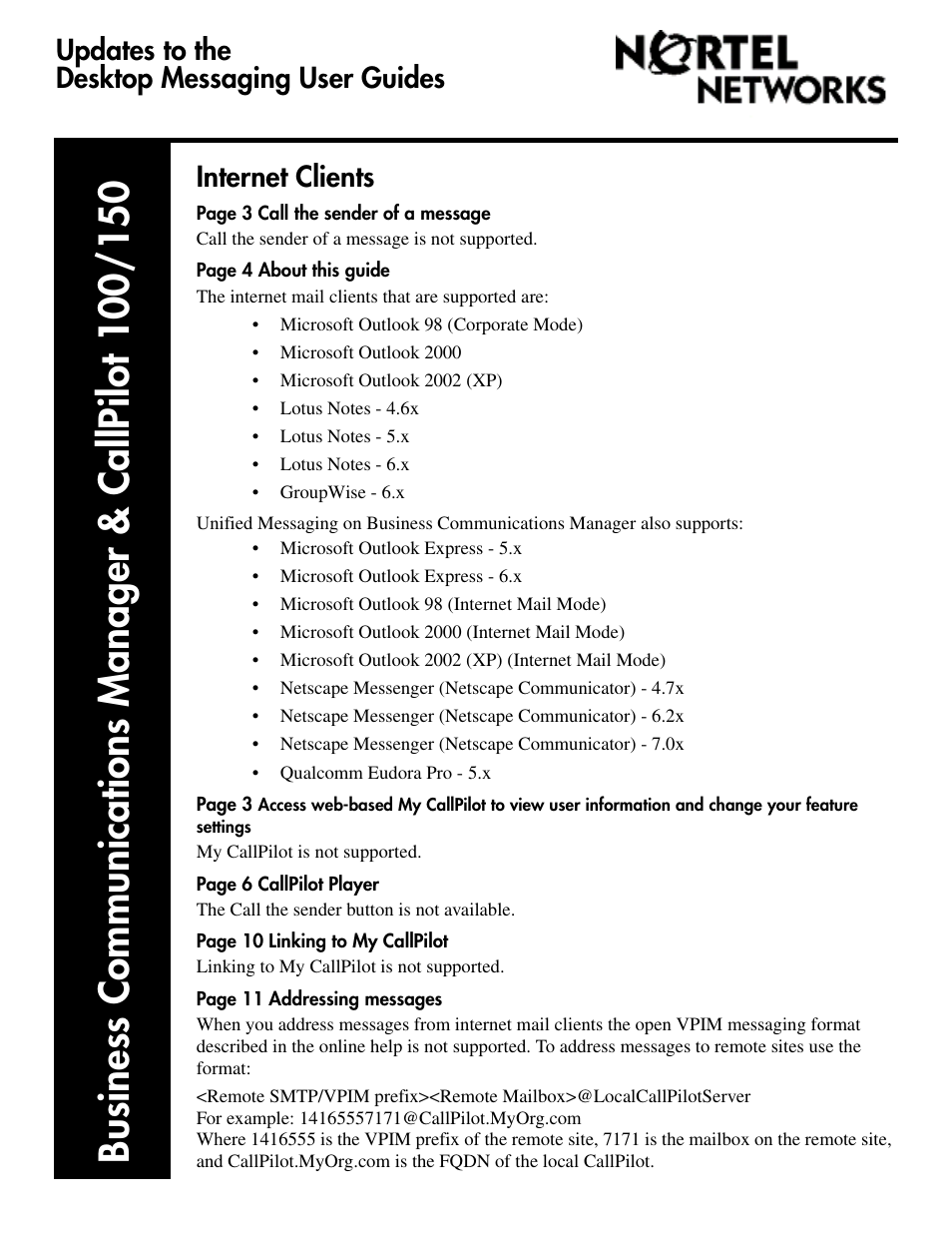 Nortel Networks Call Pilot NTRG22AC User Manual | Page 2 / 36