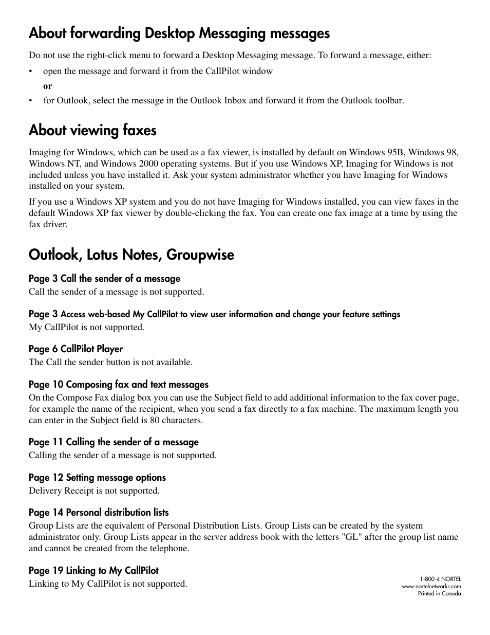 About forwarding desktop messaging messages, About viewing faxes | Nortel Networks Call Pilot NTRG22AC User Manual | Page 3 / 36