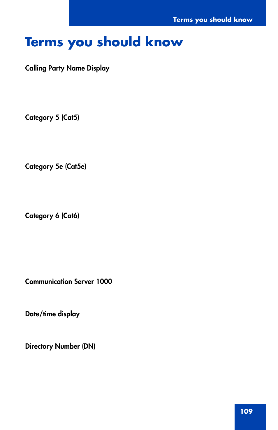 Terms you should know | Nortel Networks 1110 User Manual | Page 109 / 120