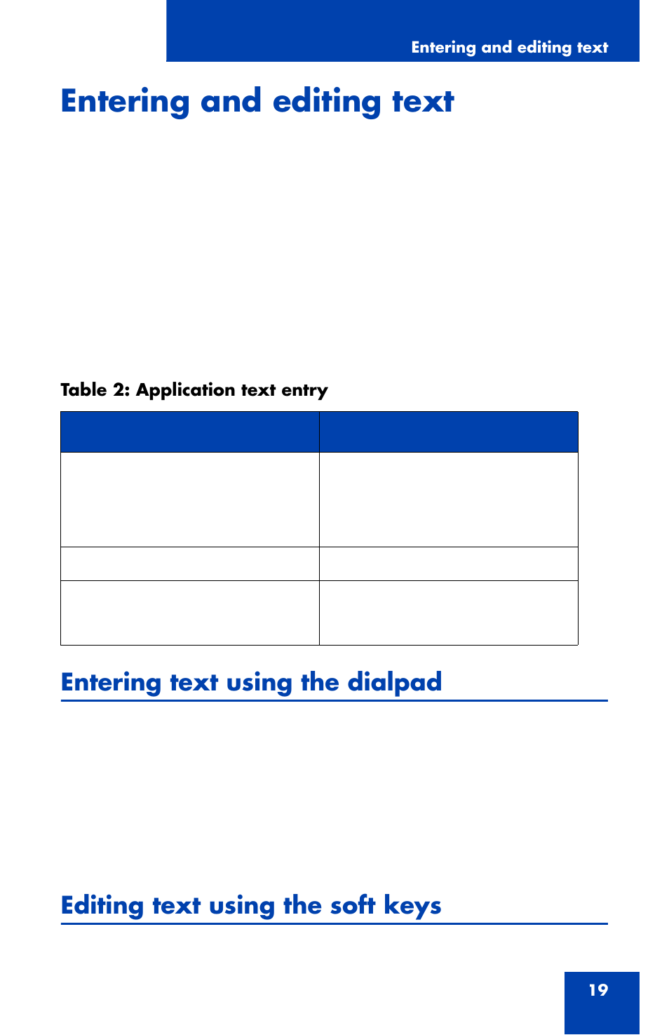 Entering and editing text, Entering text using the dialpad, Editing text using the soft keys | Nortel Networks 1110 User Manual | Page 19 / 120