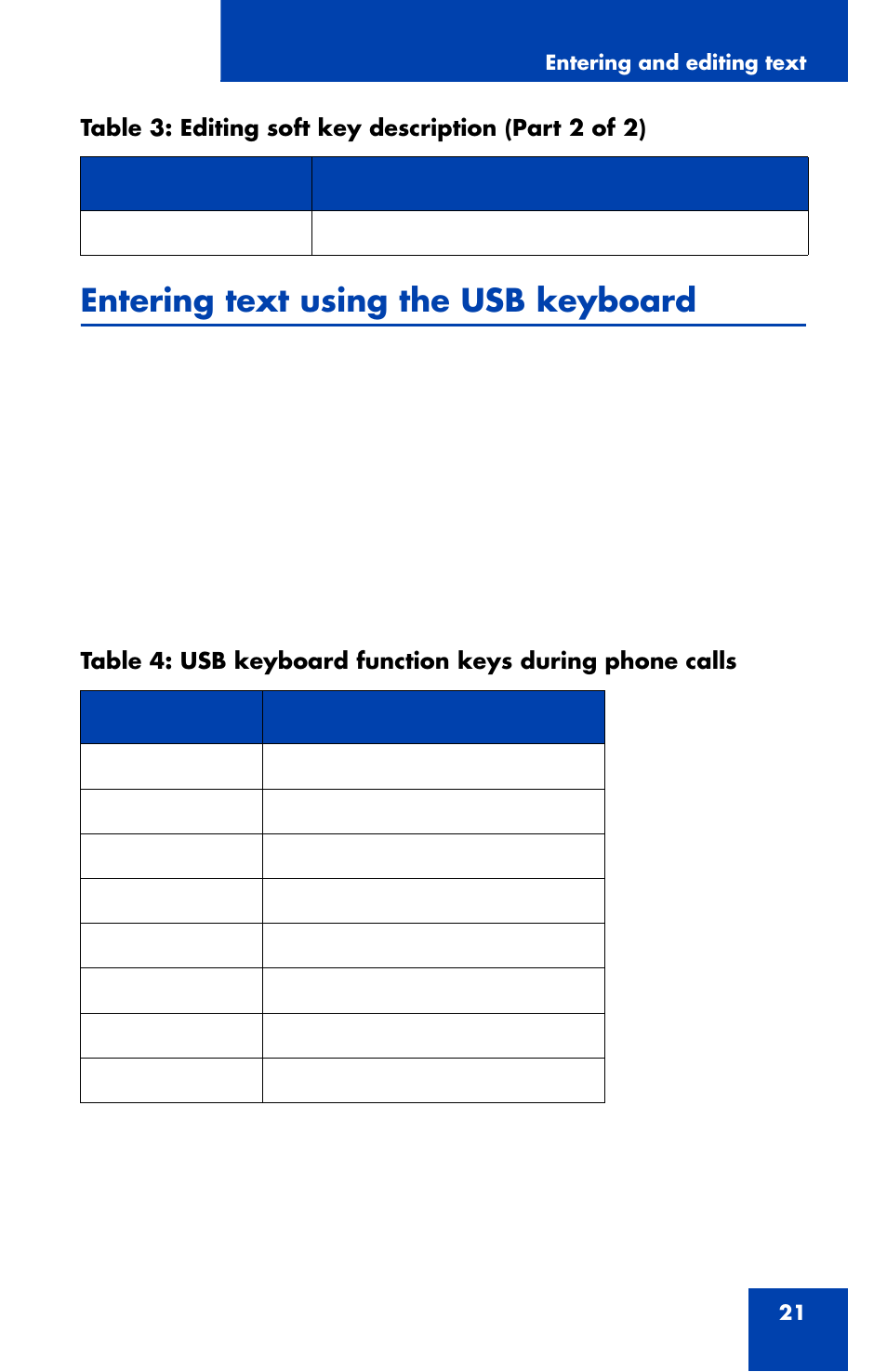 Entering text using the usb keyboard | Nortel Networks 1110 User Manual | Page 21 / 120