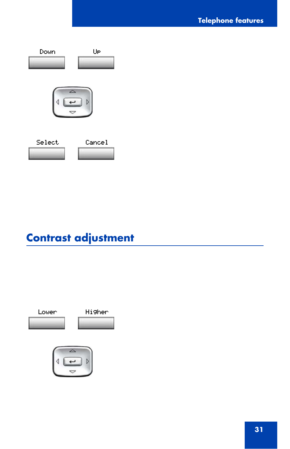 Contrast adjustment | Nortel Networks 1110 User Manual | Page 31 / 120
