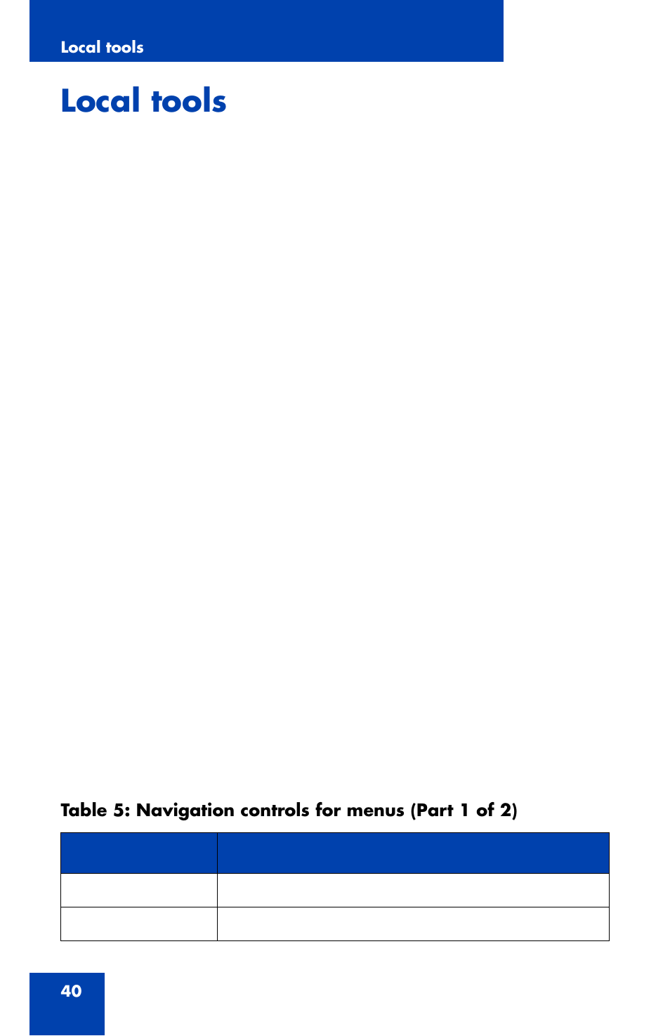 Local tools | Nortel Networks 1110 User Manual | Page 40 / 120