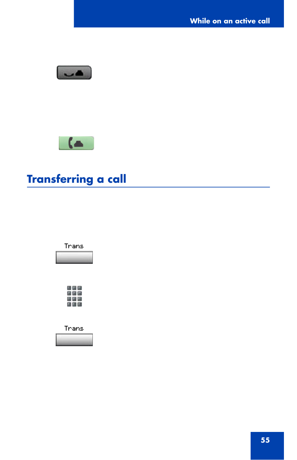 Transferring a call | Nortel Networks 1110 User Manual | Page 55 / 120