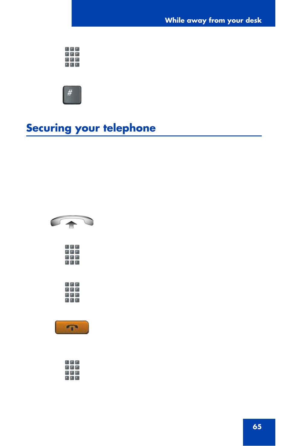 Securing your telephone | Nortel Networks 1110 User Manual | Page 65 / 120