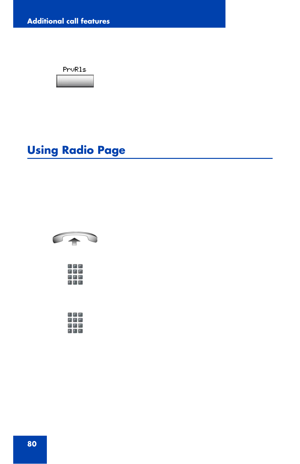Using radio page | Nortel Networks 1110 User Manual | Page 80 / 120
