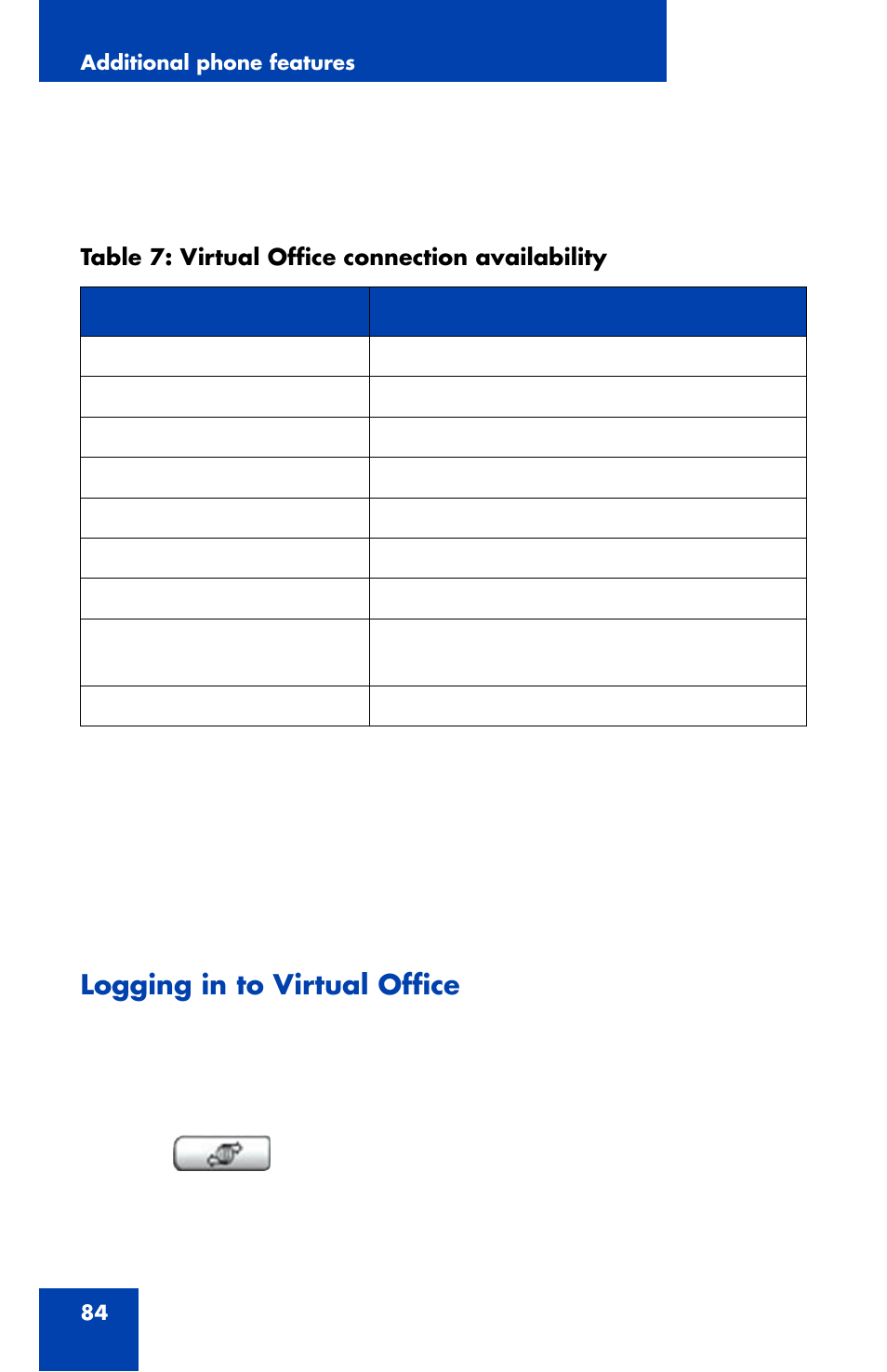 Logging in to virtual office | Nortel Networks 1110 User Manual | Page 84 / 120