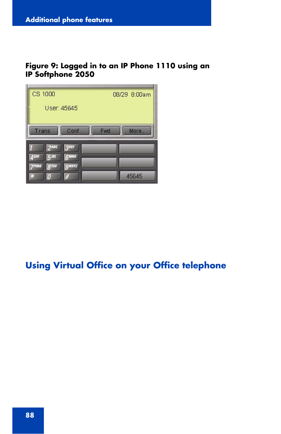 Using virtual office on your office telephone | Nortel Networks 1110 User Manual | Page 88 / 120