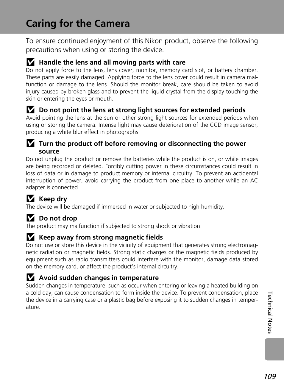 Caring for the camera | Nikon L12 User Manual | Page 121 / 144