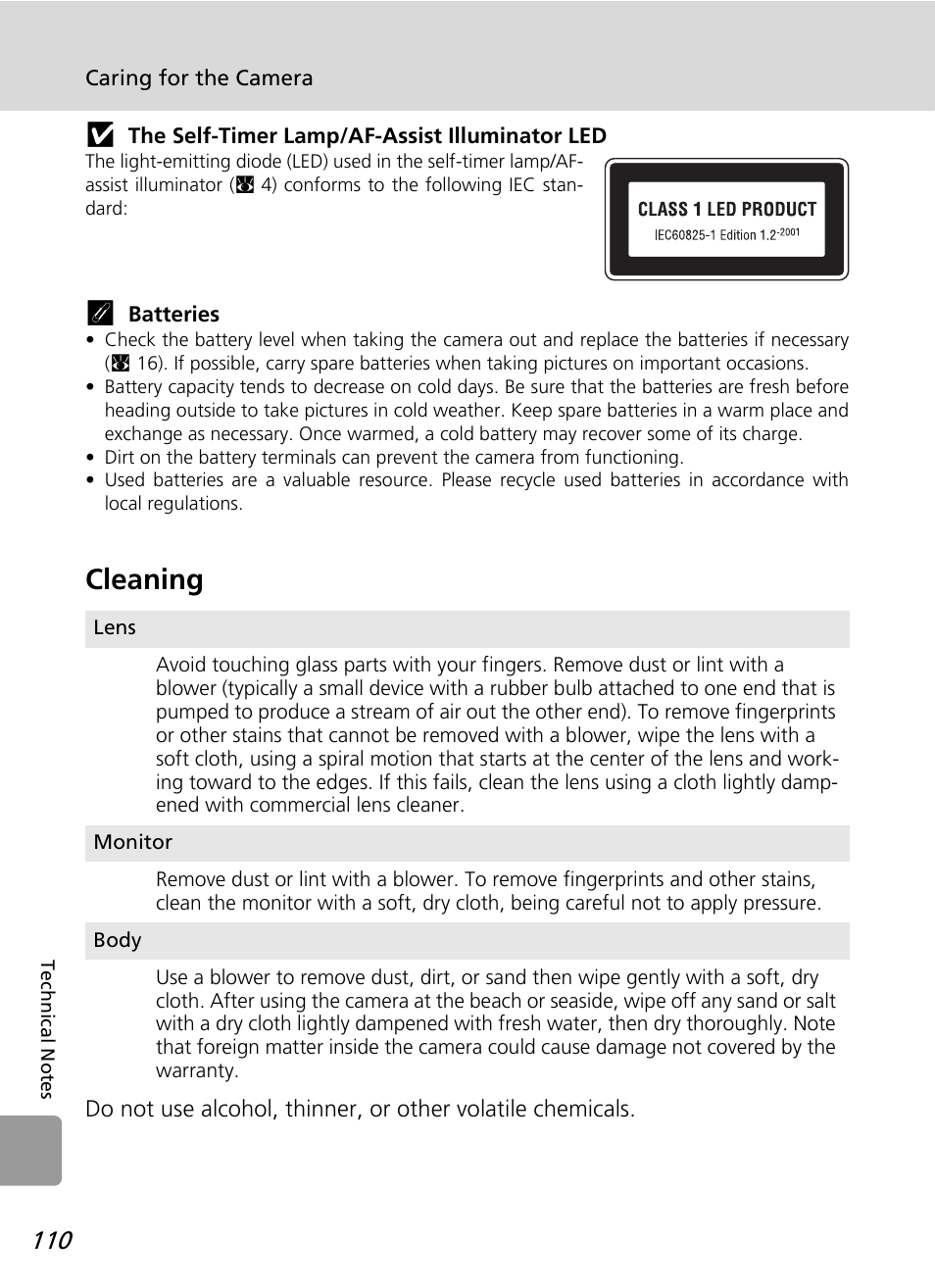 Cleaning | Nikon L12 User Manual | Page 122 / 144