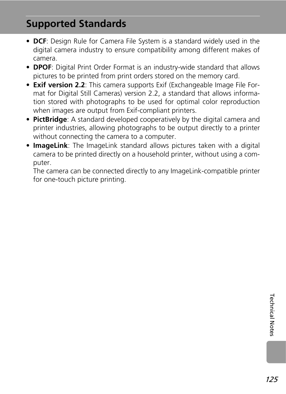 Supported standards | Nikon L12 User Manual | Page 137 / 144