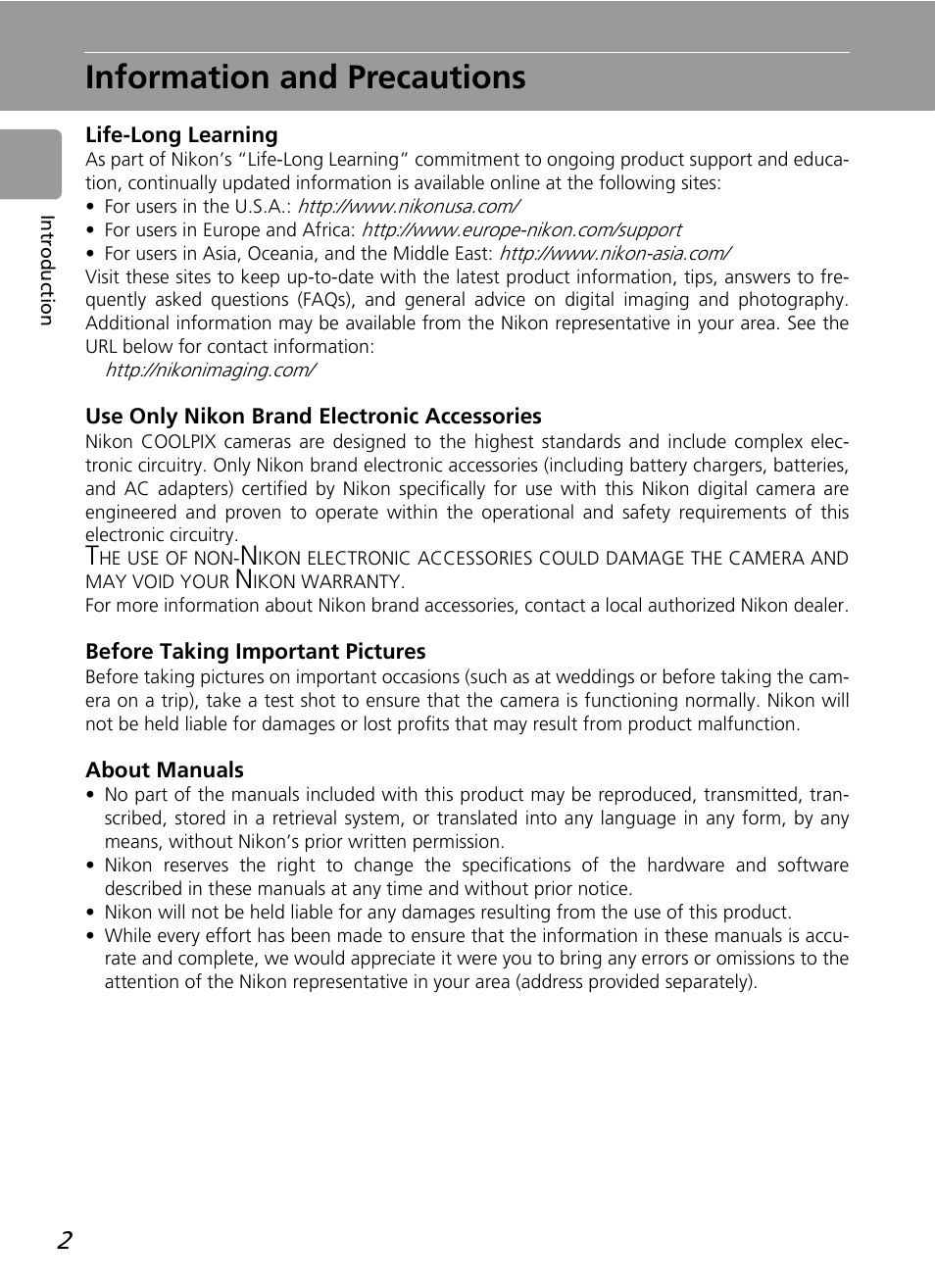 Information and precautions | Nikon L12 User Manual | Page 14 / 144