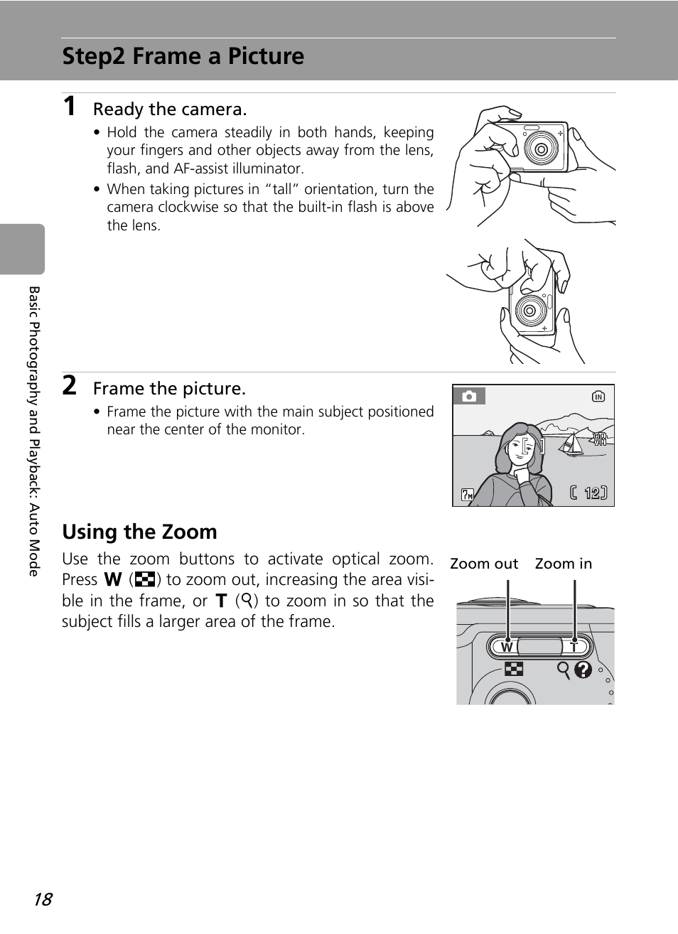 Step2 frame a picture, Using the zoom | Nikon L12 User Manual | Page 30 / 144