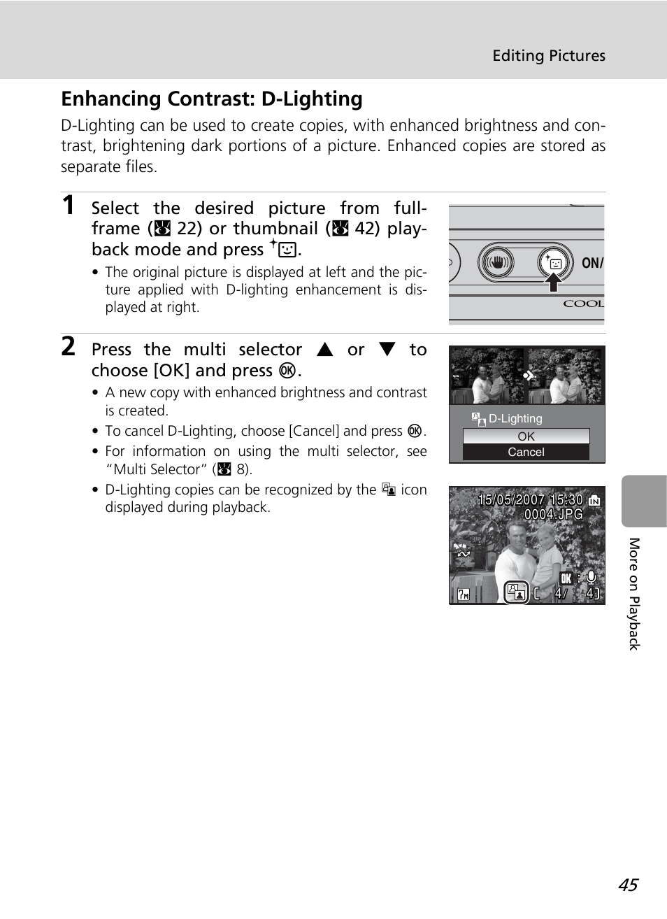 Enhancing contrast: d-lighting | Nikon L12 User Manual | Page 57 / 144