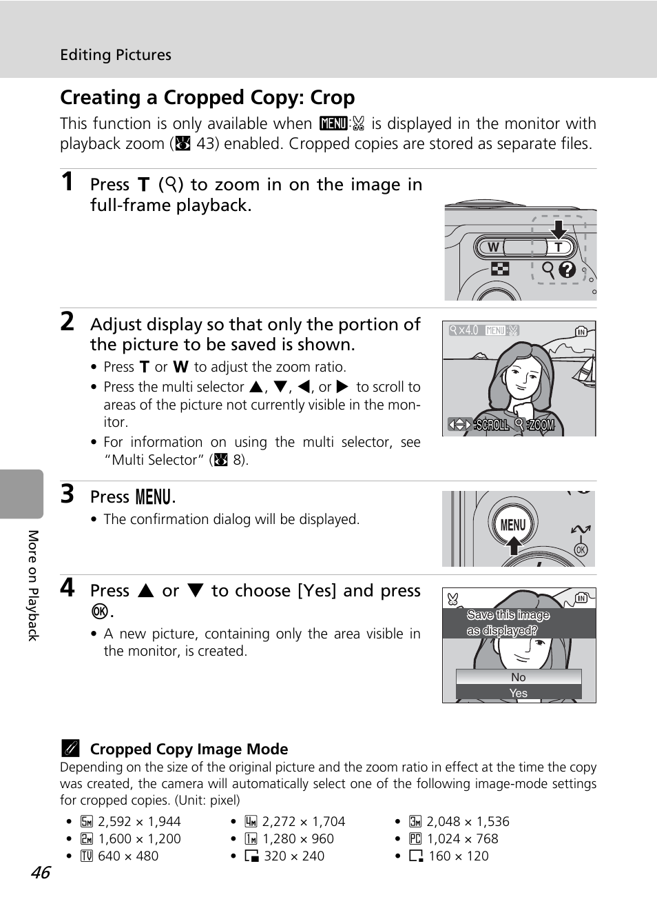 Creating a cropped copy: crop | Nikon L12 User Manual | Page 58 / 144