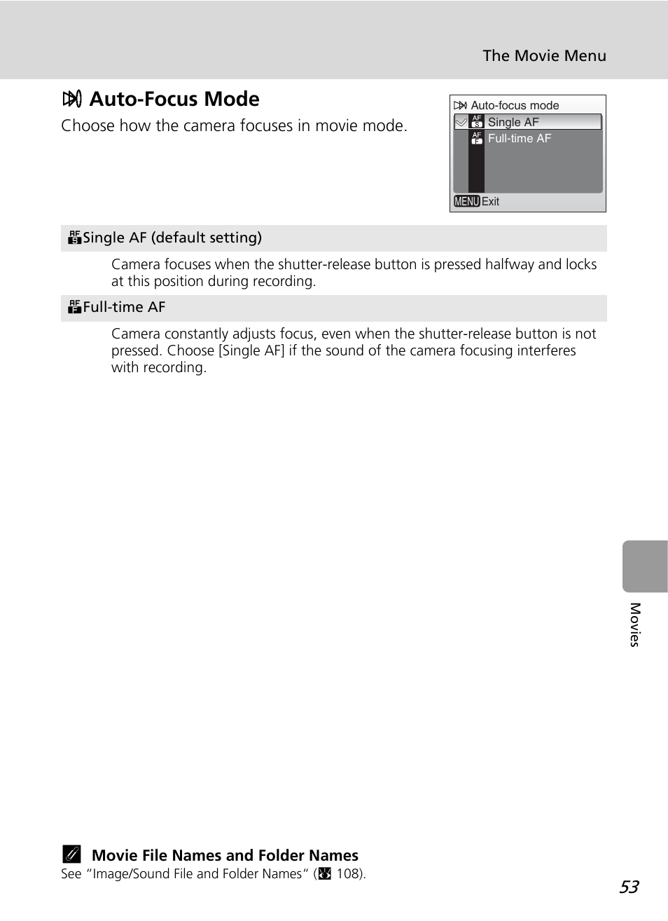 Auto-focus mode, Y auto-focus mode | Nikon L12 User Manual | Page 65 / 144