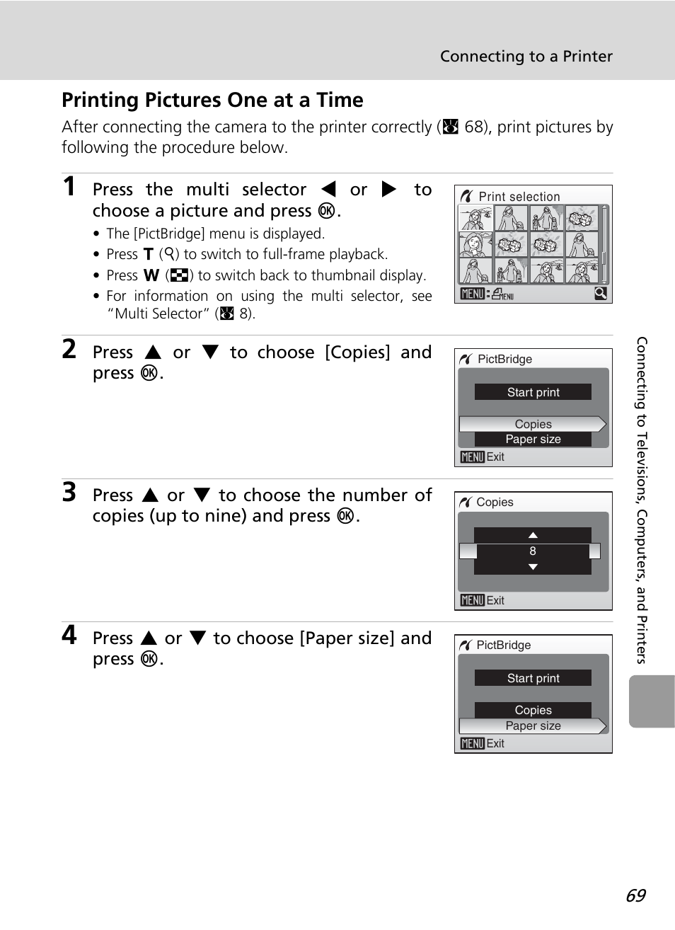 Printing pictures one at a time | Nikon L12 User Manual | Page 81 / 144