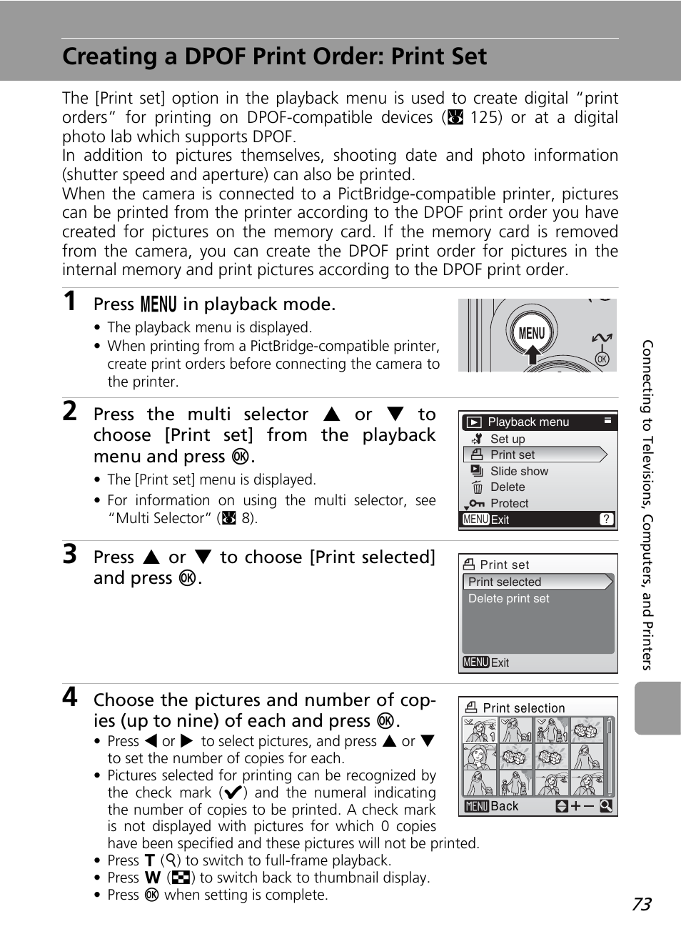 Creating a dpof print order: print set | Nikon L12 User Manual | Page 85 / 144