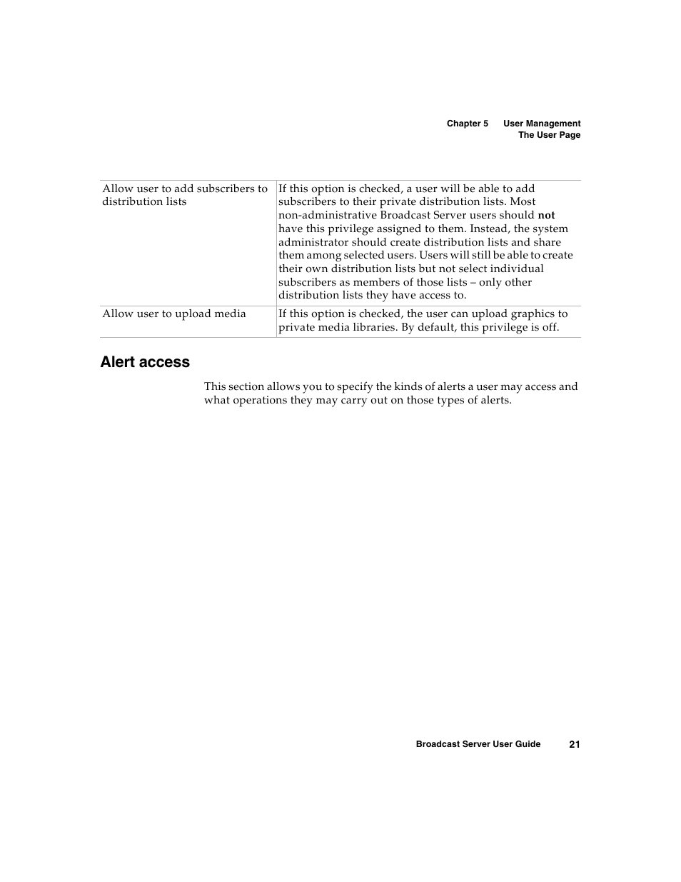 Alert access | Nortel Networks Broadcast Server User Manual | Page 29 / 84