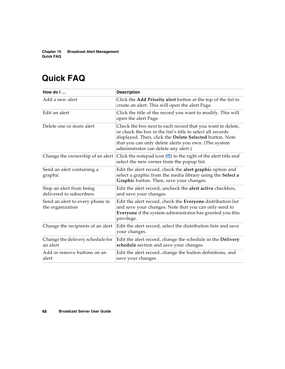 Quick faq | Nortel Networks Broadcast Server User Manual | Page 56 / 84