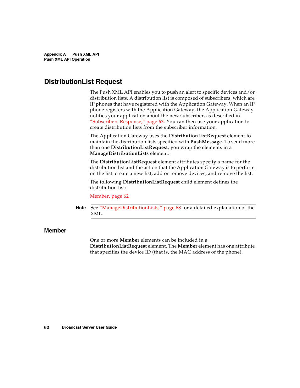 Distributionlist request, Member | Nortel Networks Broadcast Server User Manual | Page 70 / 84