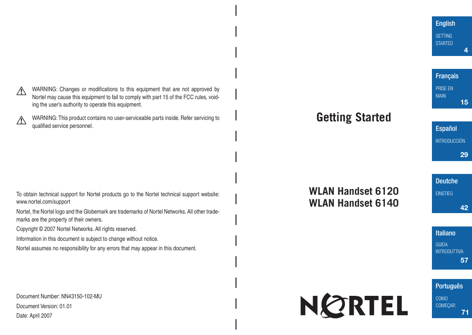 Nortel Networks 6120 User Manual | 84 pages