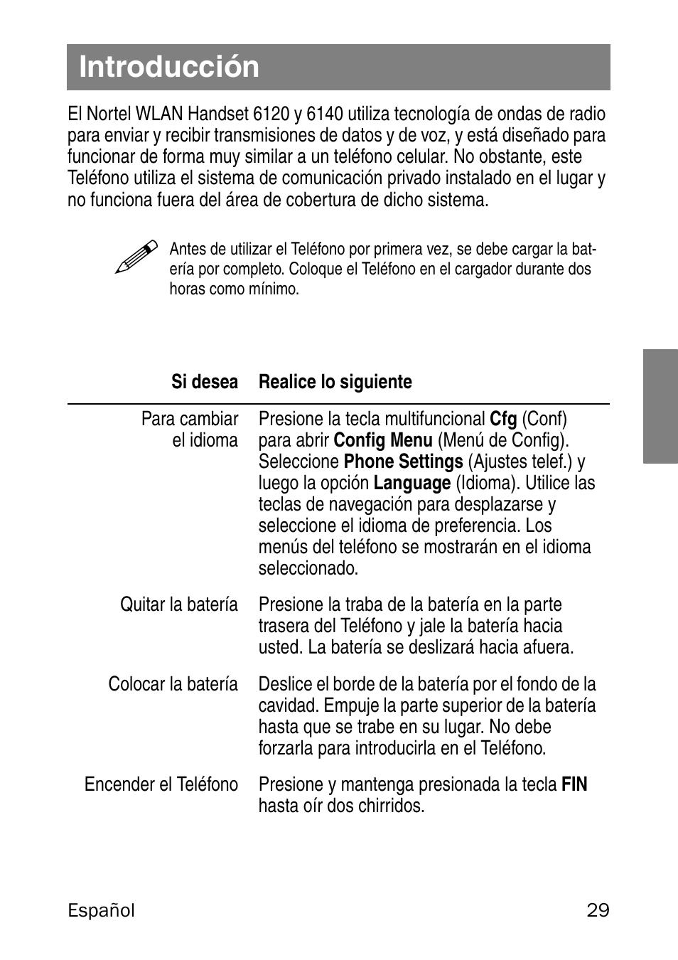 Introducción | Nortel Networks 6120 User Manual | Page 29 / 84