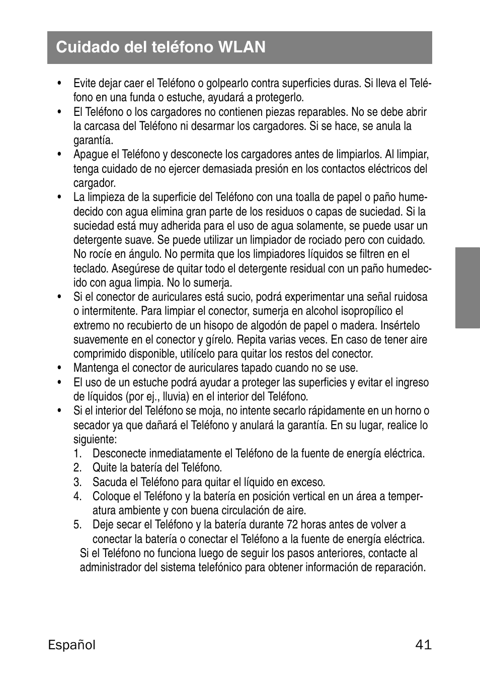Cuidado del teléfono wlan | Nortel Networks 6120 User Manual | Page 41 / 84