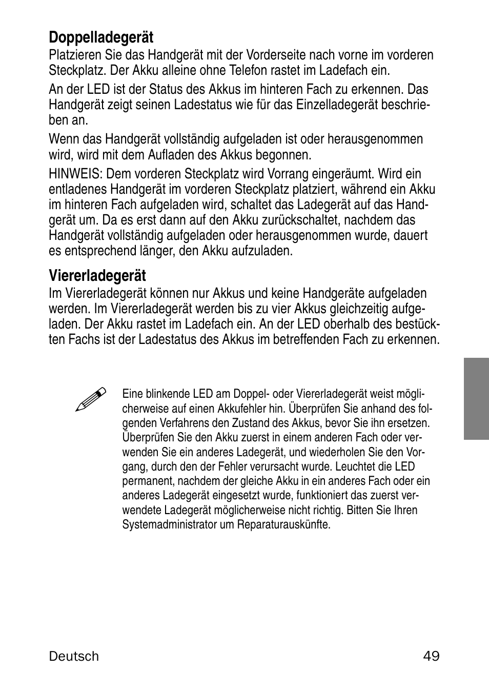 Doppelladegerät, Viererladegerät | Nortel Networks 6120 User Manual | Page 49 / 84