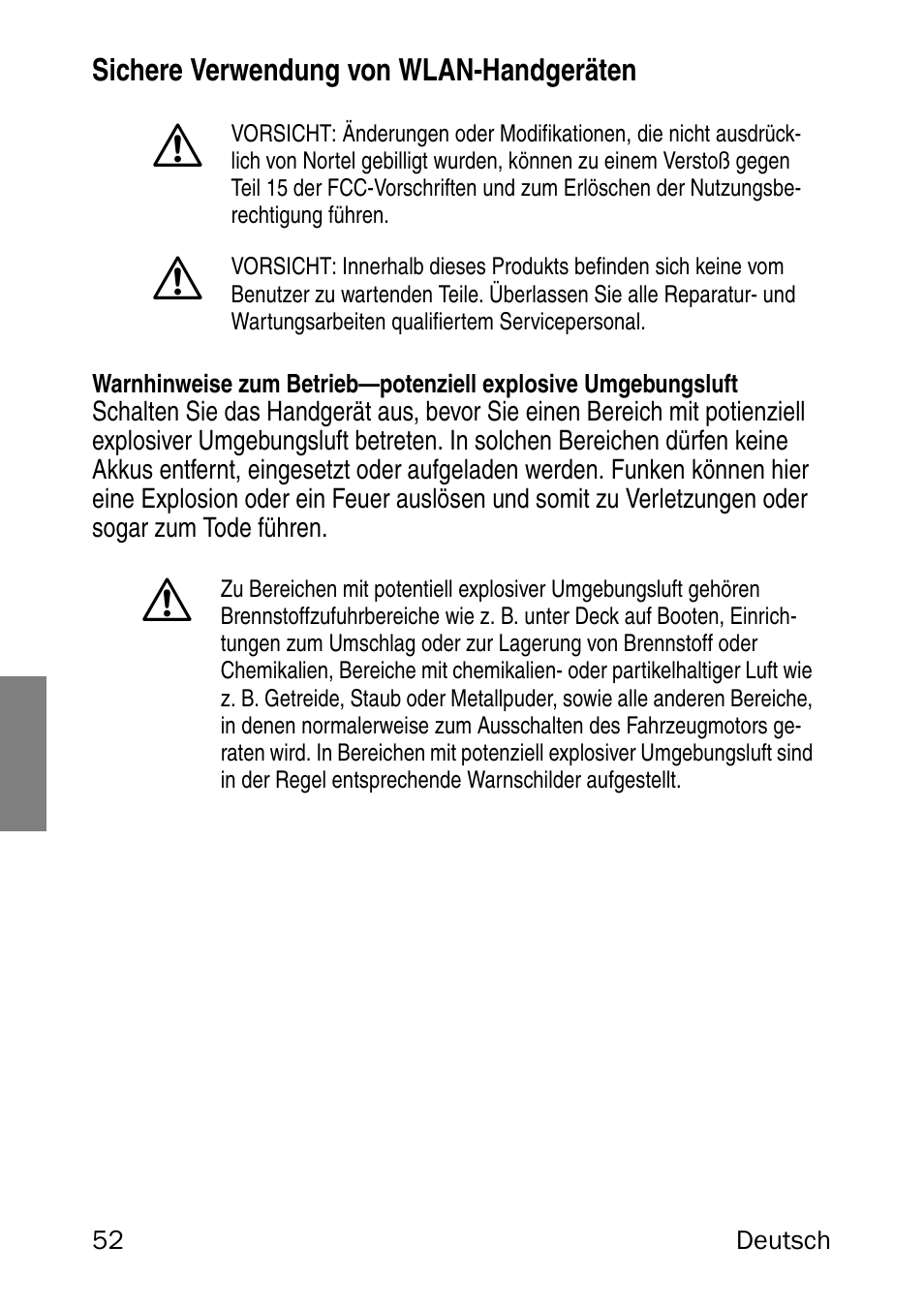 Sichere verwendung von wlan-handgeräten | Nortel Networks 6120 User Manual | Page 52 / 84