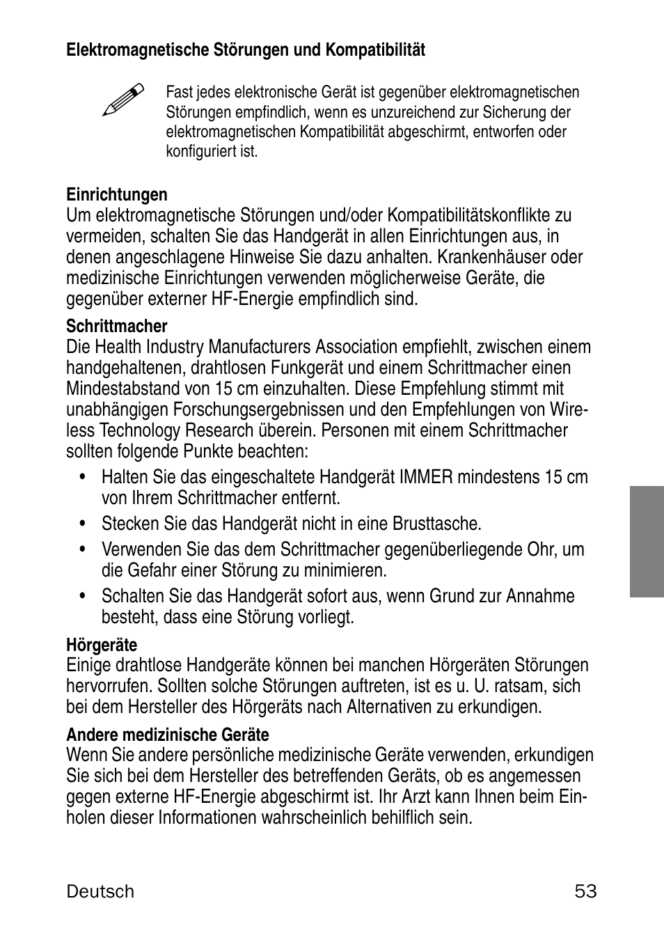 Elektromagnetische störungen und kompatibilität, Einrichtungen, Schrittmacher | Hörgeräte, Andere medizinische geräte | Nortel Networks 6120 User Manual | Page 53 / 84