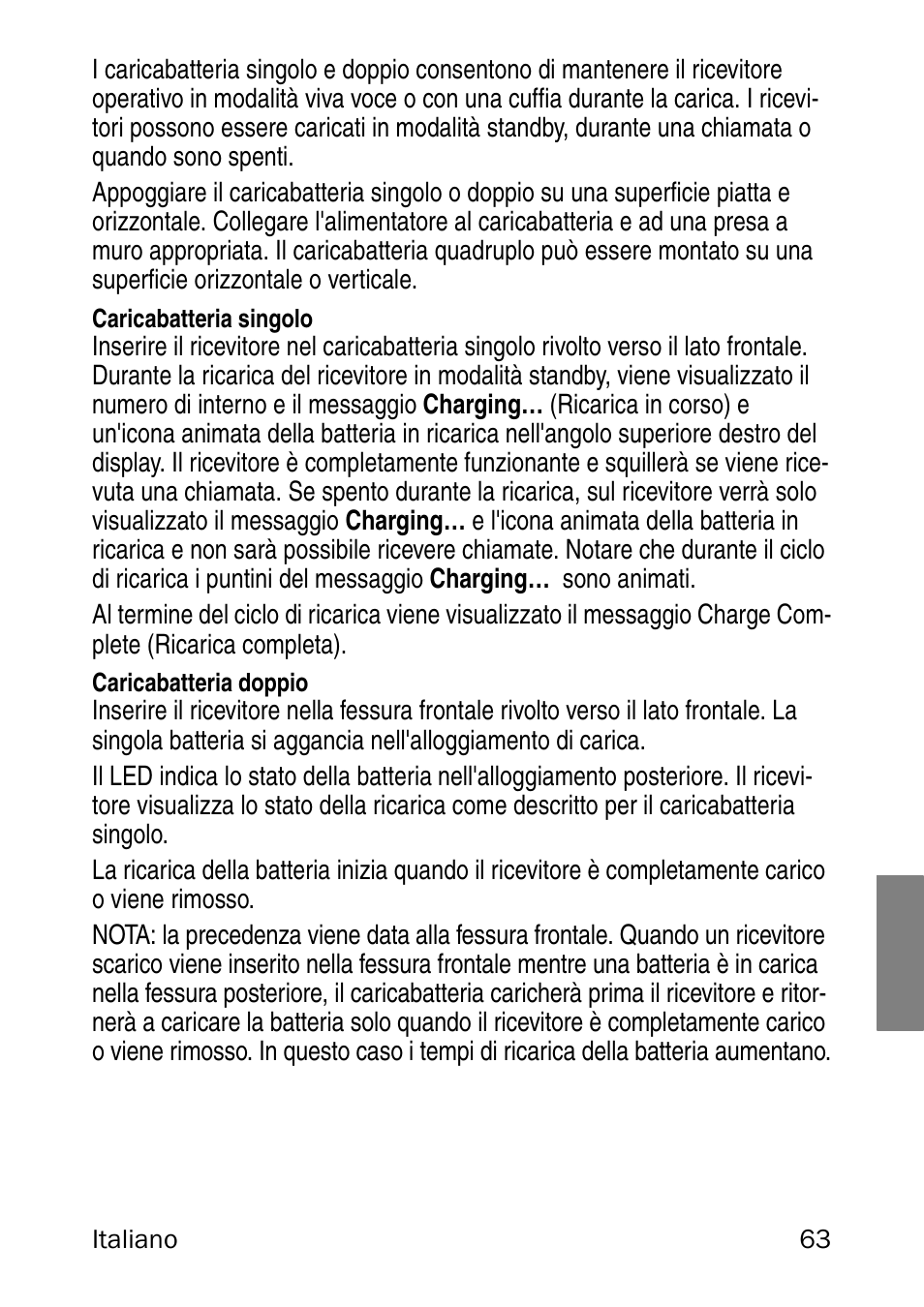 Caricabatteria singolo, Caricabatteria doppio | Nortel Networks 6120 User Manual | Page 63 / 84
