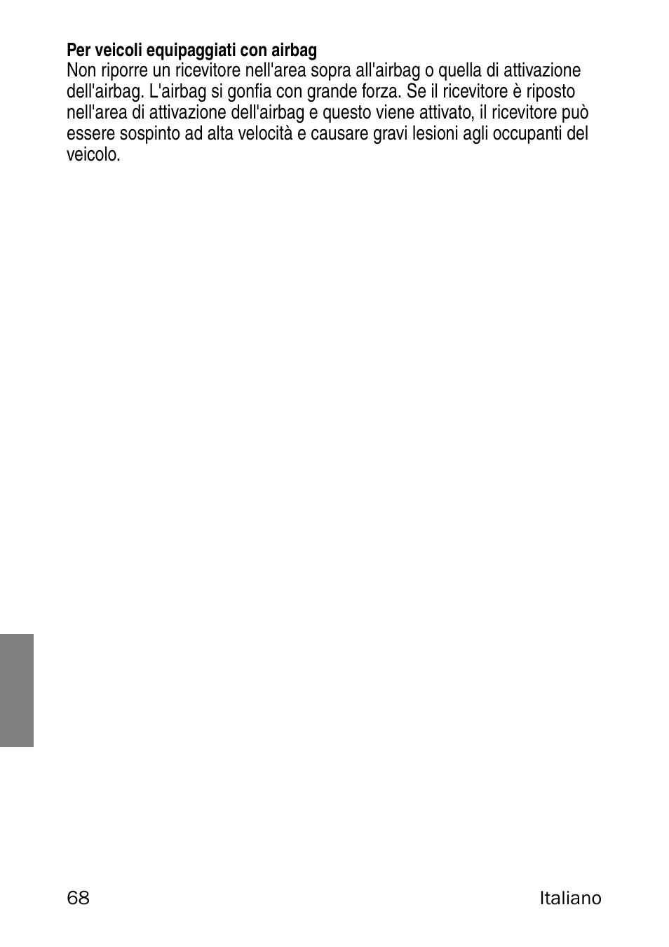 Per veicoli equipaggiati con airbag | Nortel Networks 6120 User Manual | Page 68 / 84
