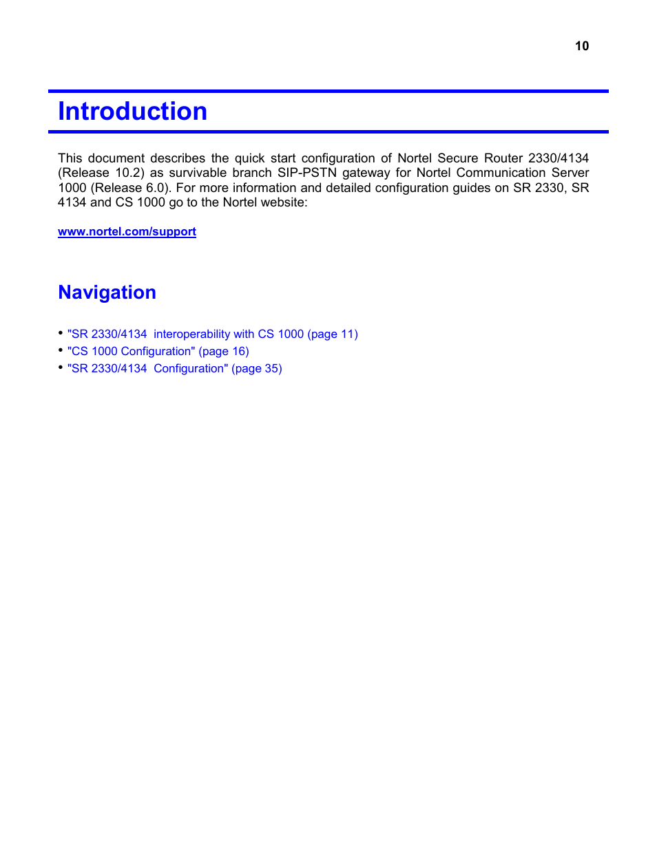 Introduction, Navigation | Nortel Networks 4134 User Manual | Page 10 / 40