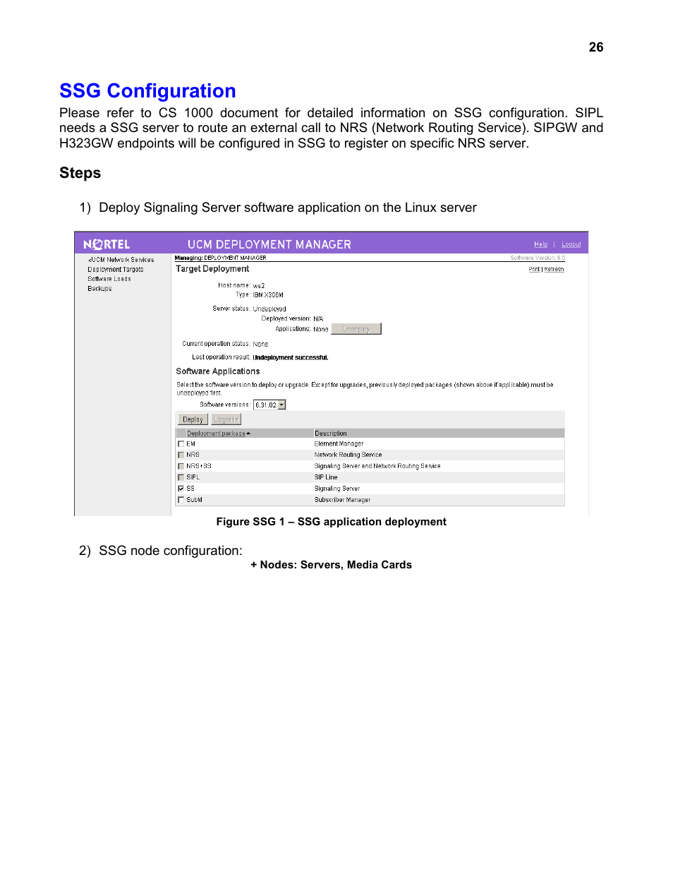 Ssg configuration | Nortel Networks 4134 User Manual | Page 26 / 40