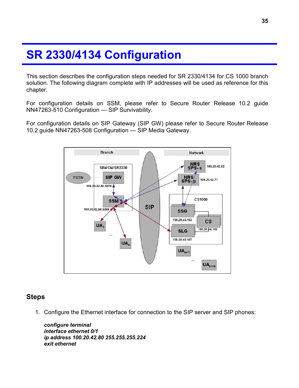 Sr 2330/4134 configuration | Nortel Networks 4134 User Manual | Page 35 / 40