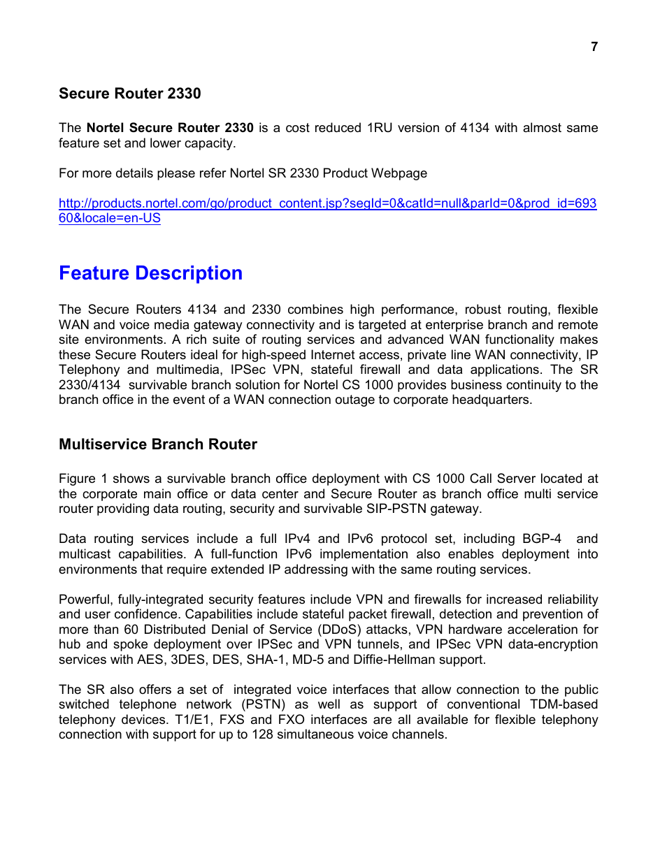 Feature description | Nortel Networks 4134 User Manual | Page 7 / 40