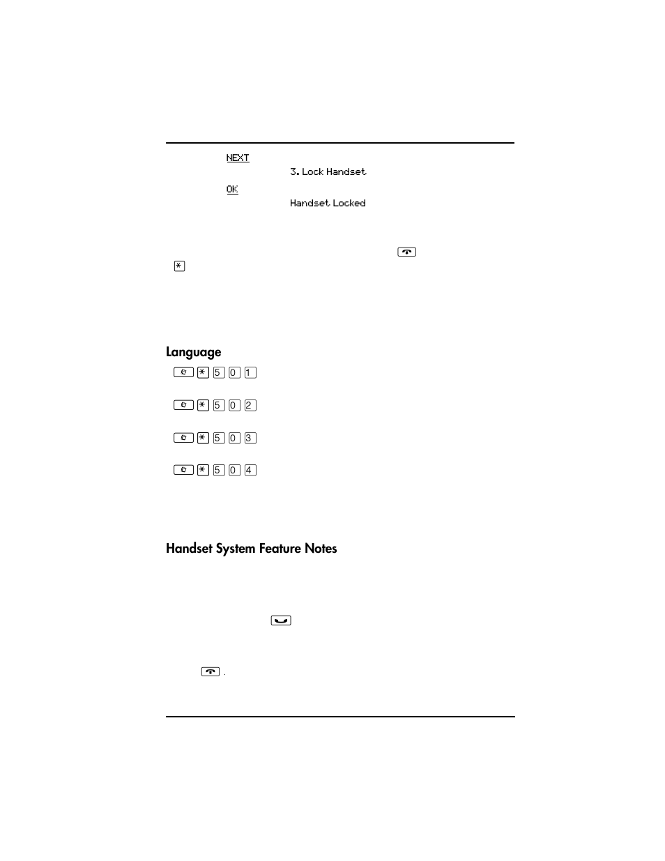 Language handset system feature notes | Nortel T7406 User Manual | Page 35 / 56